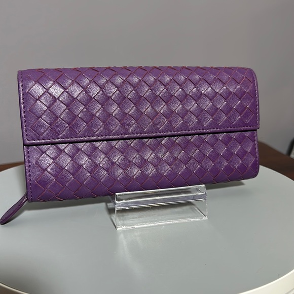 Bottega Veneta Handbags - Bottega Veneta Intrecciato Bifold Long Wallet Lambskin Purple